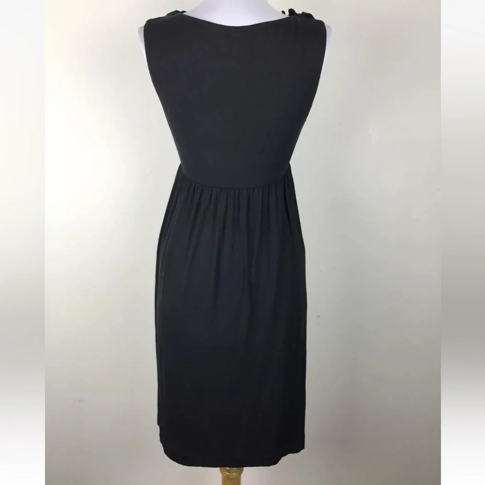 Soma Dress Size M Black Ruffled Neckline Comfy Sleeveless Womens Rayon Blend